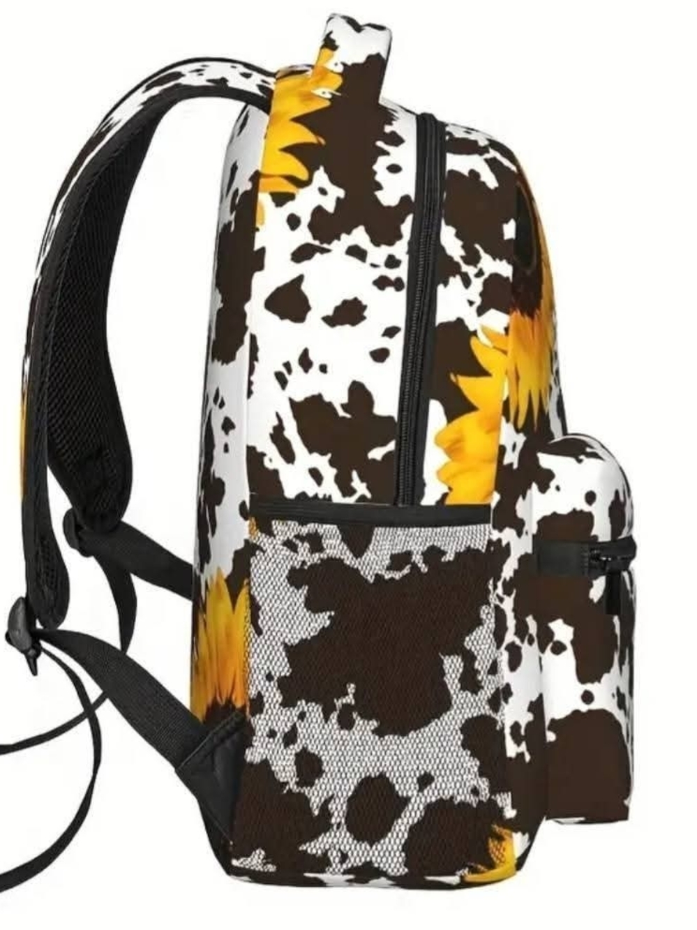 Sunflower Cowprint Backpack for Women - Yellow Black - Picture 2 of 2